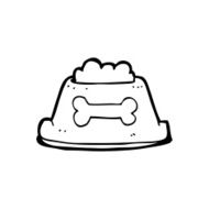 line drawing cartoon dog food in bowl