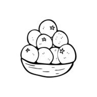 line drawing cartoon bowl of oranges