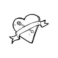 line drawing cartoon heart tattoo