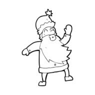 line drawing cartoon santa