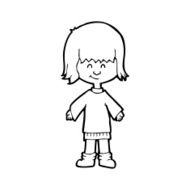 line drawing cartoon girl