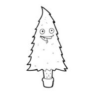 line drawing cartoon christmas tree