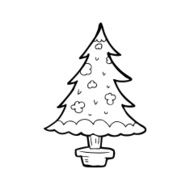 line drawing cartoon christmas tree N2