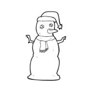 line drawing cartoon snowman