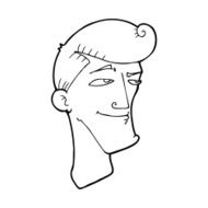 line drawing cartoon confident man