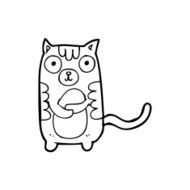line drawing cartoon cat N3