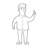 line drawing cartoon man wearing sunglasses