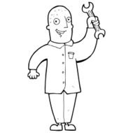 line drawing cartoon mechanic N2
