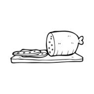 line drawing cartoon sliced sausage N2
