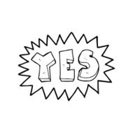 line drawing cartoon yes sign