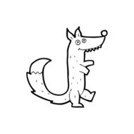 line drawing cartoon wolf