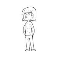 line drawing cartoon woman ignoring