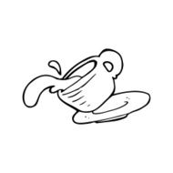 line drawing cartoon spilled coffee