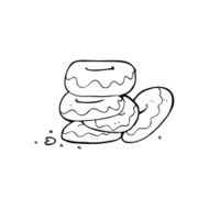 line drawing cartoon pile of donuts