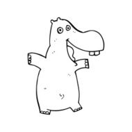 line drawing cartoon hippo