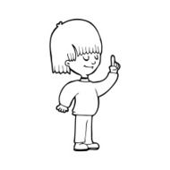 line drawing cartoon person with idea