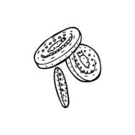 line drawing cartoon coins