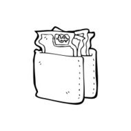 line drawing cartoon wallet full of cash