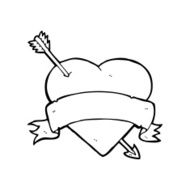 line drawing cartoon love heart tattoo