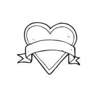 line drawing cartoon love heart tattoo N2