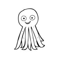 line drawing cartoon octopus