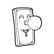 line drawing cartoon door knob N3