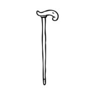 line drawing cartoon walking stick