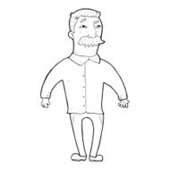line drawing cartoon man with mustache N2