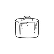 line drawing cartoon bubbling pan