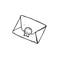 line drawing cartoon old letter