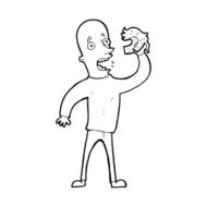 line drawing cartoon bald man with wig