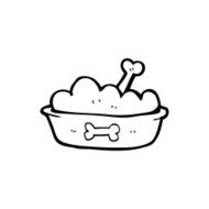 line drawing cartoon dog food N7