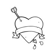line drawing cartoon heart tattoo N3