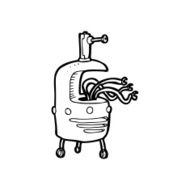 line drawing cartoon weird robot