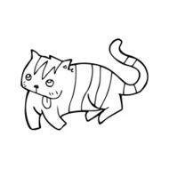 line drawing cartoon cat N8