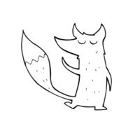 line drawing cartoon fox N4