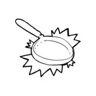 line drawing cartoon frying pan