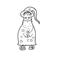 line drawing cartoon wizard N2