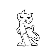 line drawing cartoon cat N9