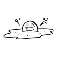 happy line drawing cartoon fried egg