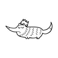 line drawing cartoon little wolf with crown