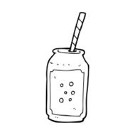 line drawing cartoon fizzy drink and straw N2