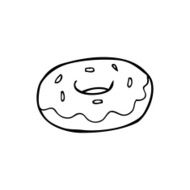 line drawing cartoon donut N4