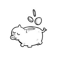 line drawing cartoon piggy bank