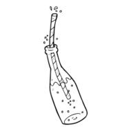 line drawing cartoon fizzy drink and straw N3
