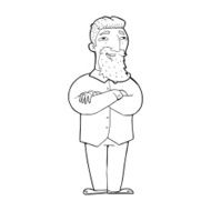 line drawing cartoon happy man with beard