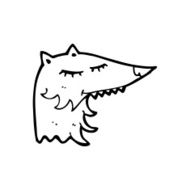 line drawing cartoon wolf N3