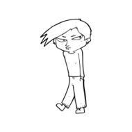 line drawing cartoon grumpy boy