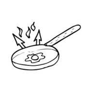 line drawing cartoon frying pan N2