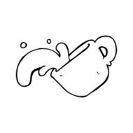 line drawing cartoon spilled coffee N2